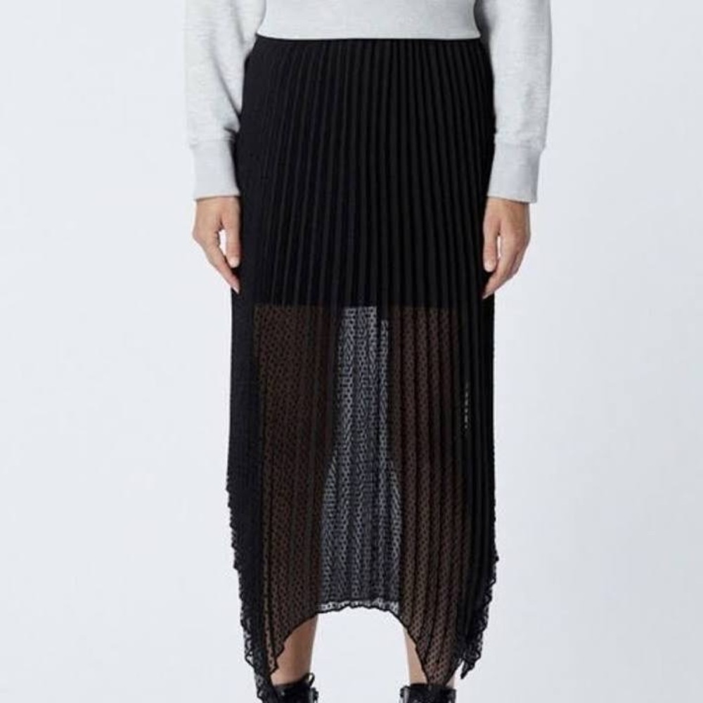 The Kooples Black Maxi Pleated Skirt